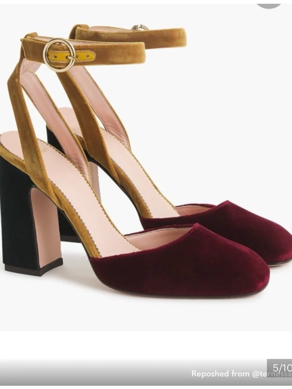 J Crew Harlow Multi Velvet Pumps - Burgundy Dark Green and Mustard 11 - Picture 5 of 6